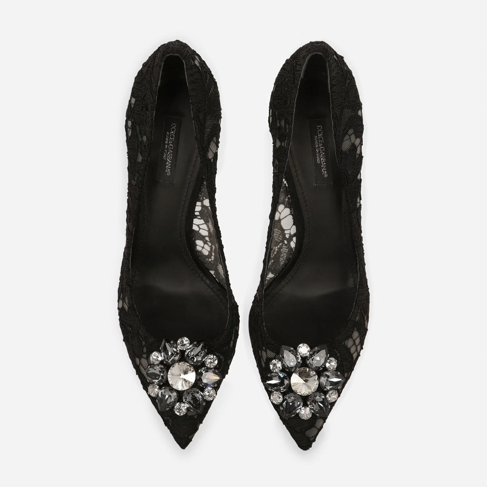 Dolce & Gabbana Black Lace rainbow pumps with brooch detailing - Size IT 36/US6 - Picture 5 of 8